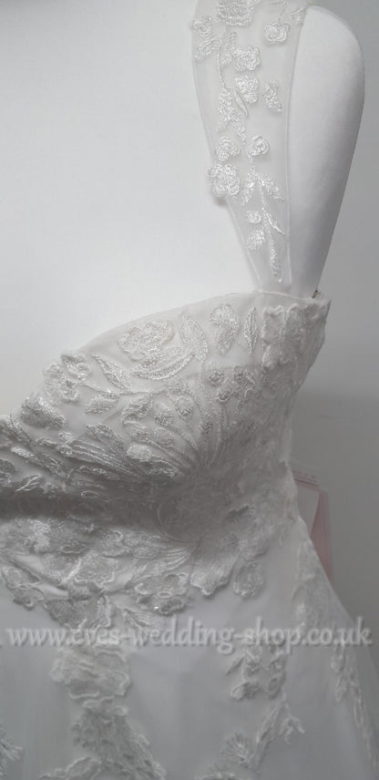 Millie May ivory wedding dress with off the shoulder straps UK 16