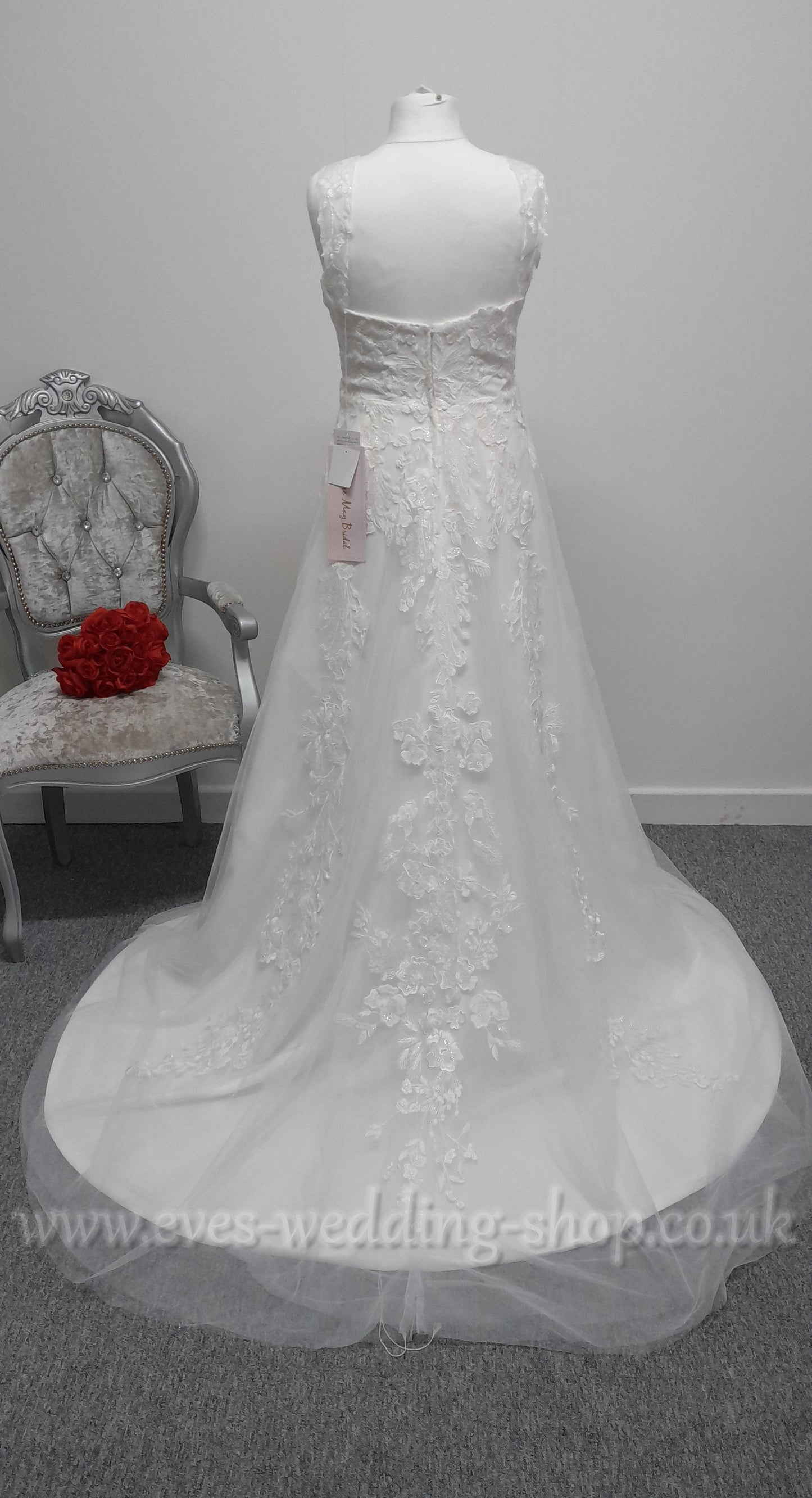 Millie May ivory wedding dress with off the shoulder straps UK 16
