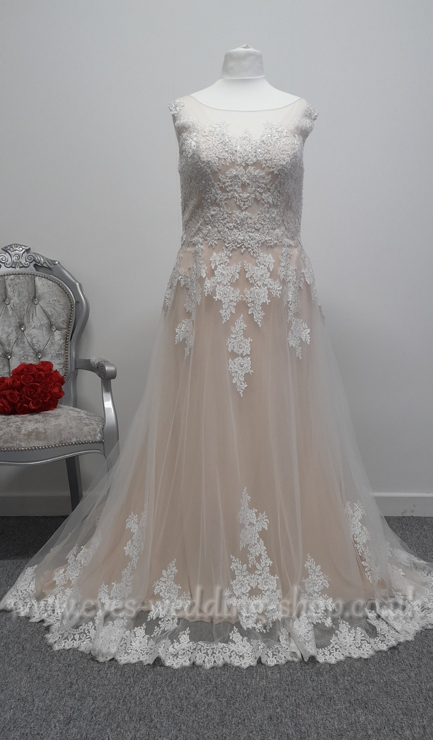 Romantica ivory rum pink wedding dress UK 22