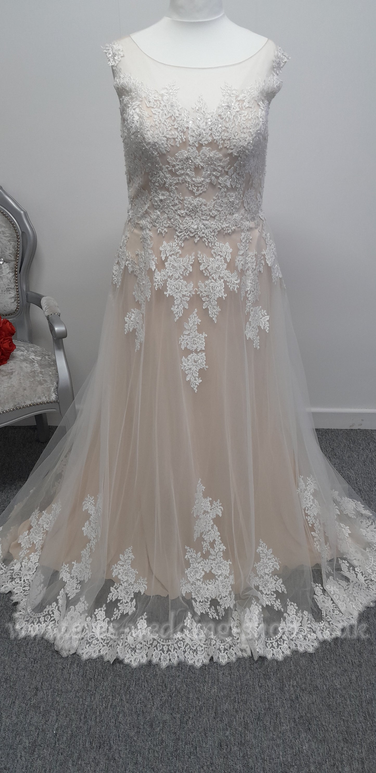 Romantica ivory rum pink wedding dress UK 22