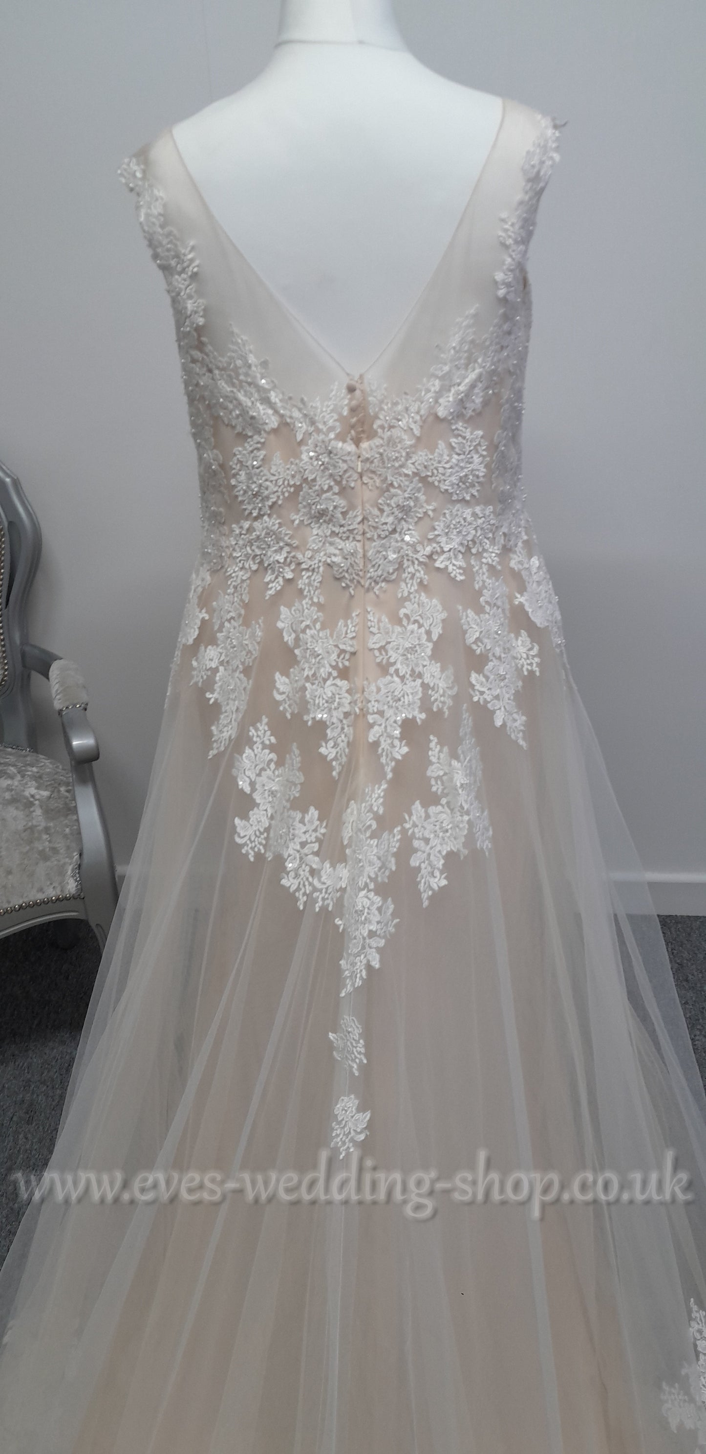 Romantica ivory rum pink wedding dress UK 22
