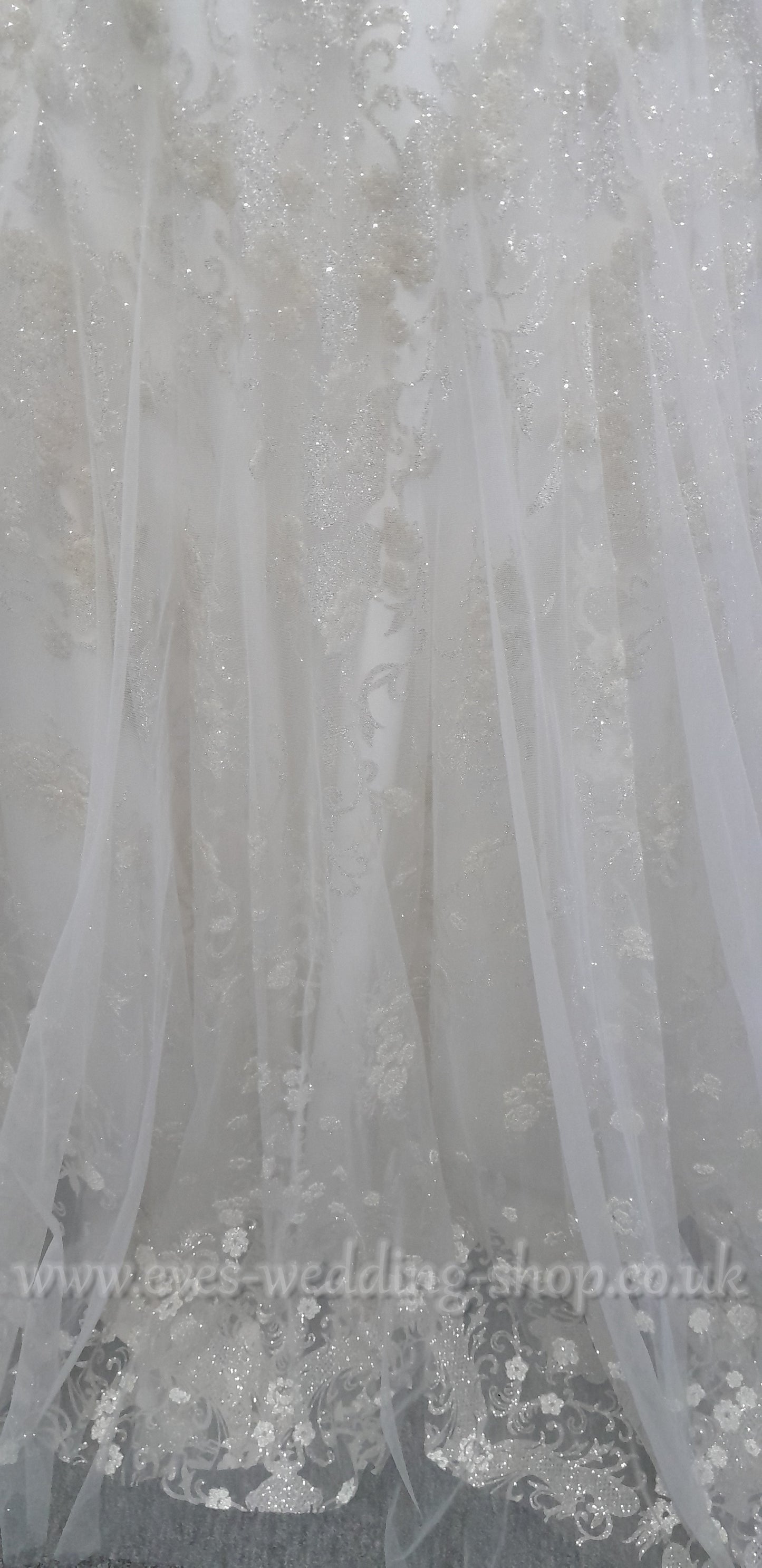 White Rose off shoulder glitter tulle wedding dress UK 20