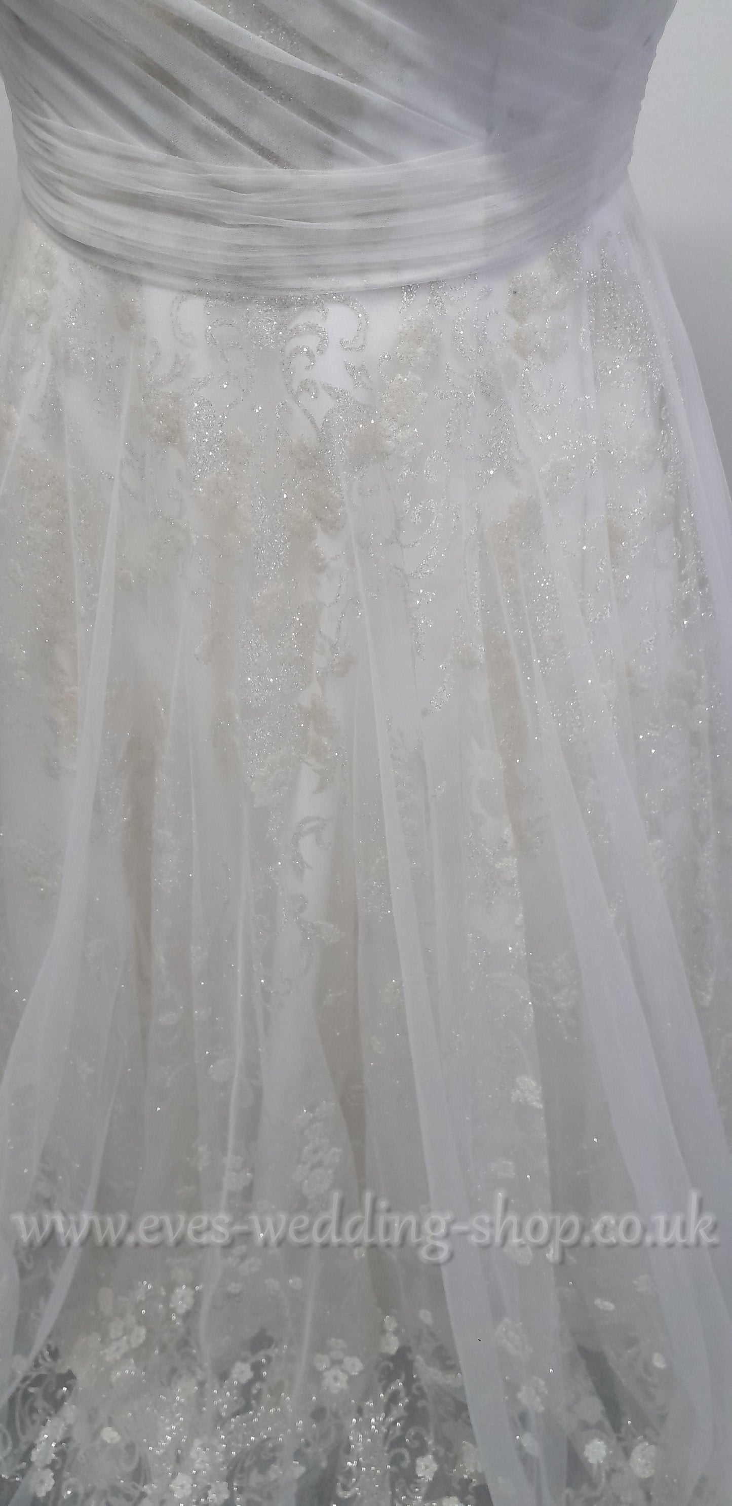 White Rose off shoulder glitter tulle wedding dress UK 20
