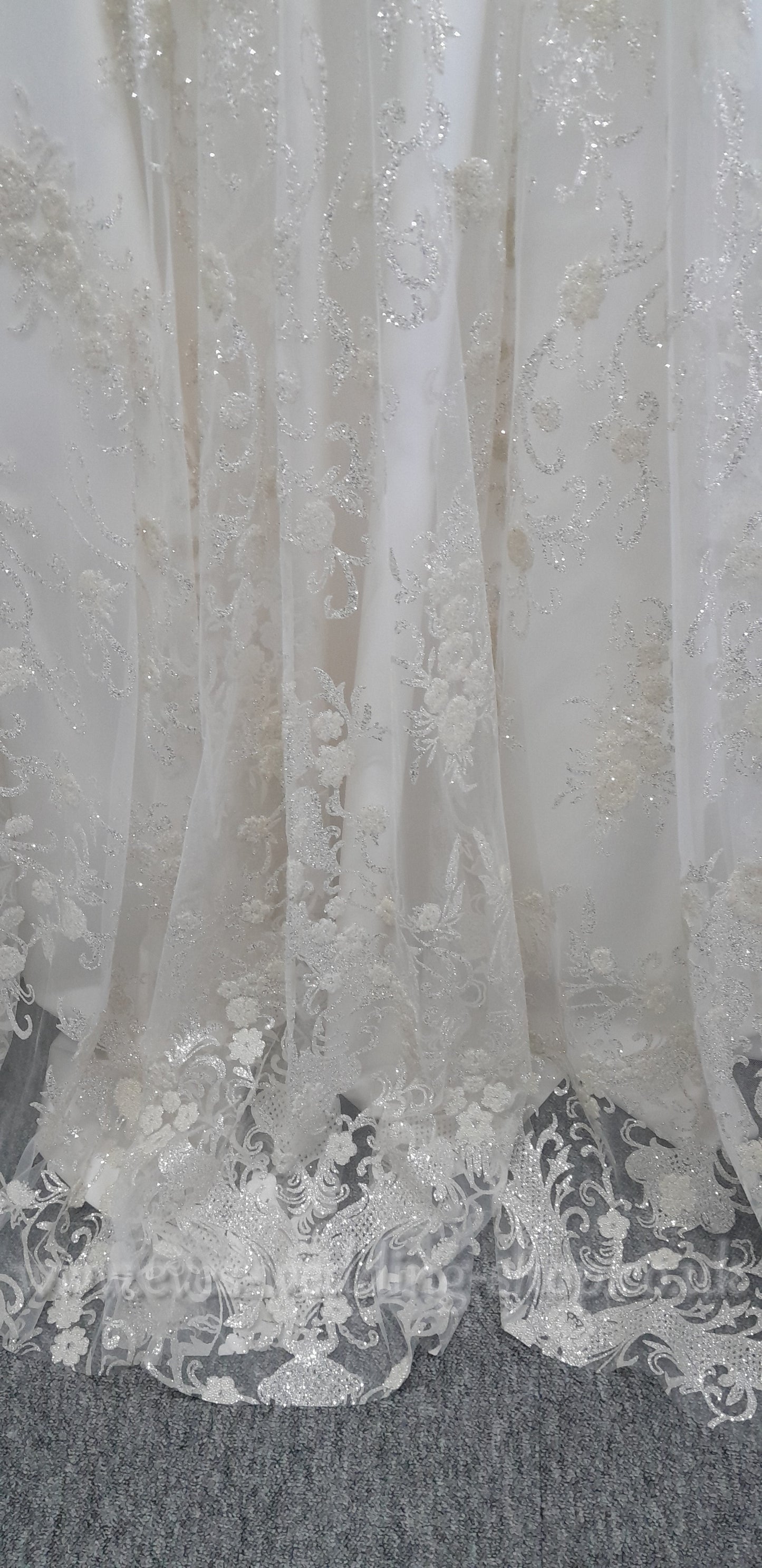 White Rose off shoulder glitter tulle wedding dress UK 20