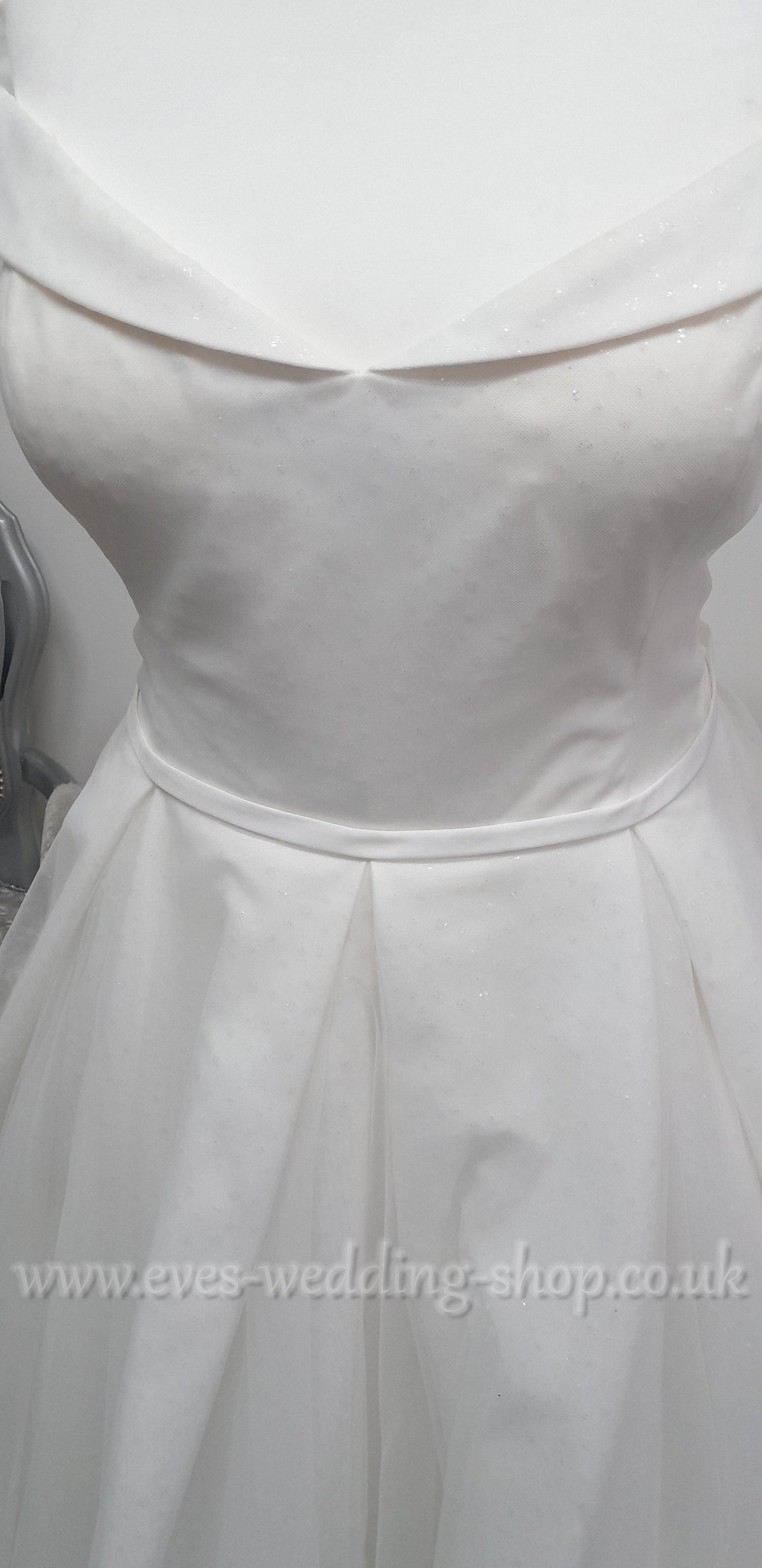 White Rose ivory off shoulder glitter tulle wedding dress UK 30