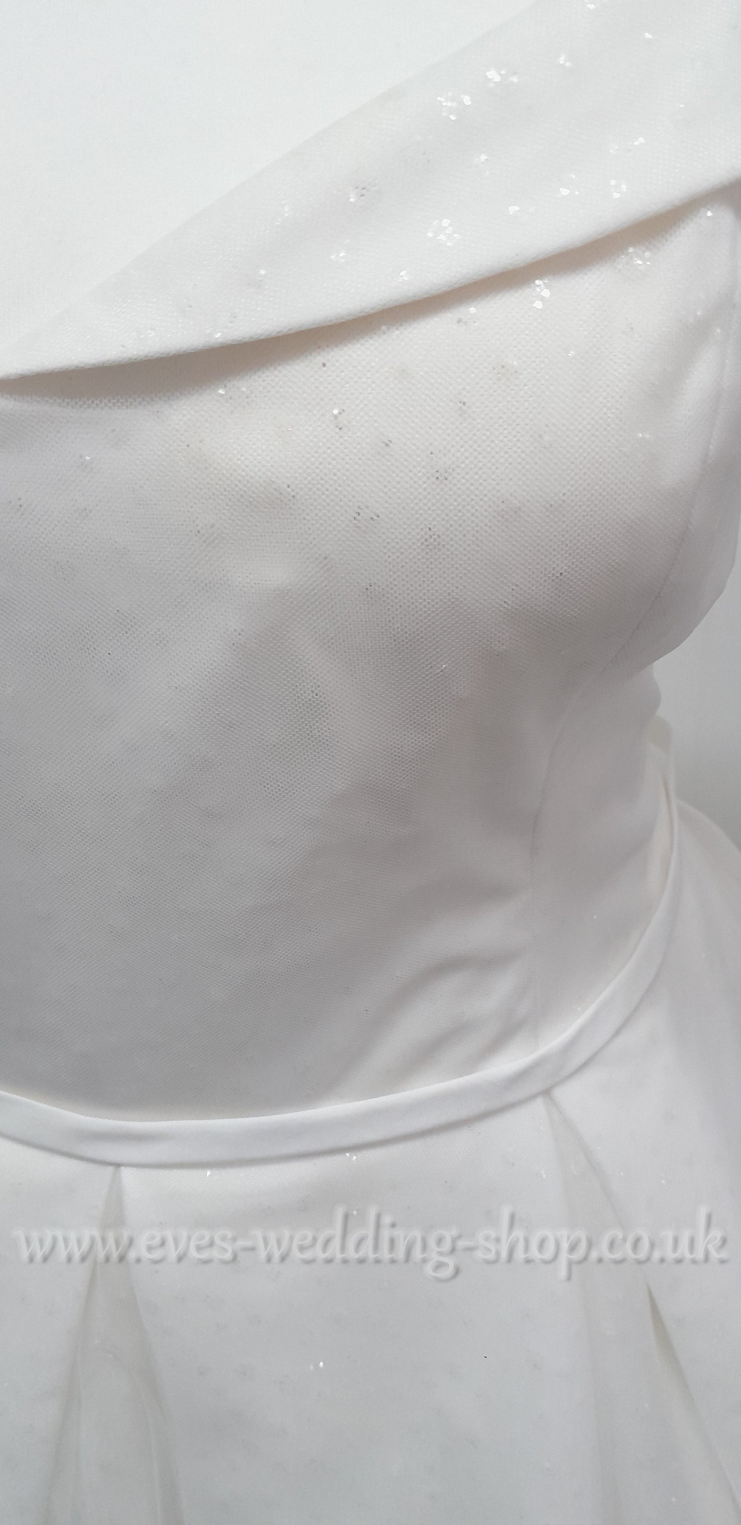 White Rose ivory off shoulder glitter tulle wedding dress UK 30