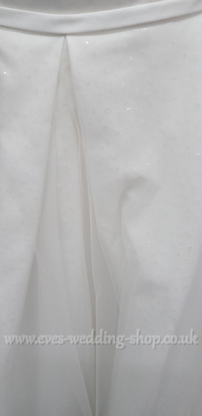 White Rose ivory off shoulder glitter tulle wedding dress UK 30