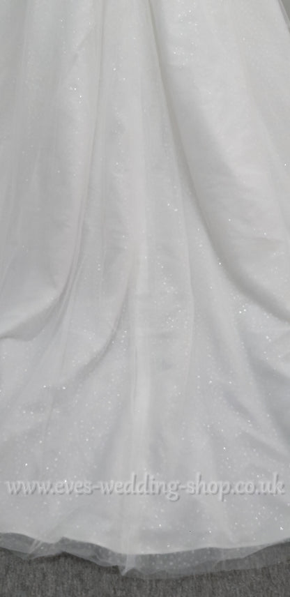 White Rose ivory off shoulder glitter tulle wedding dress UK 30