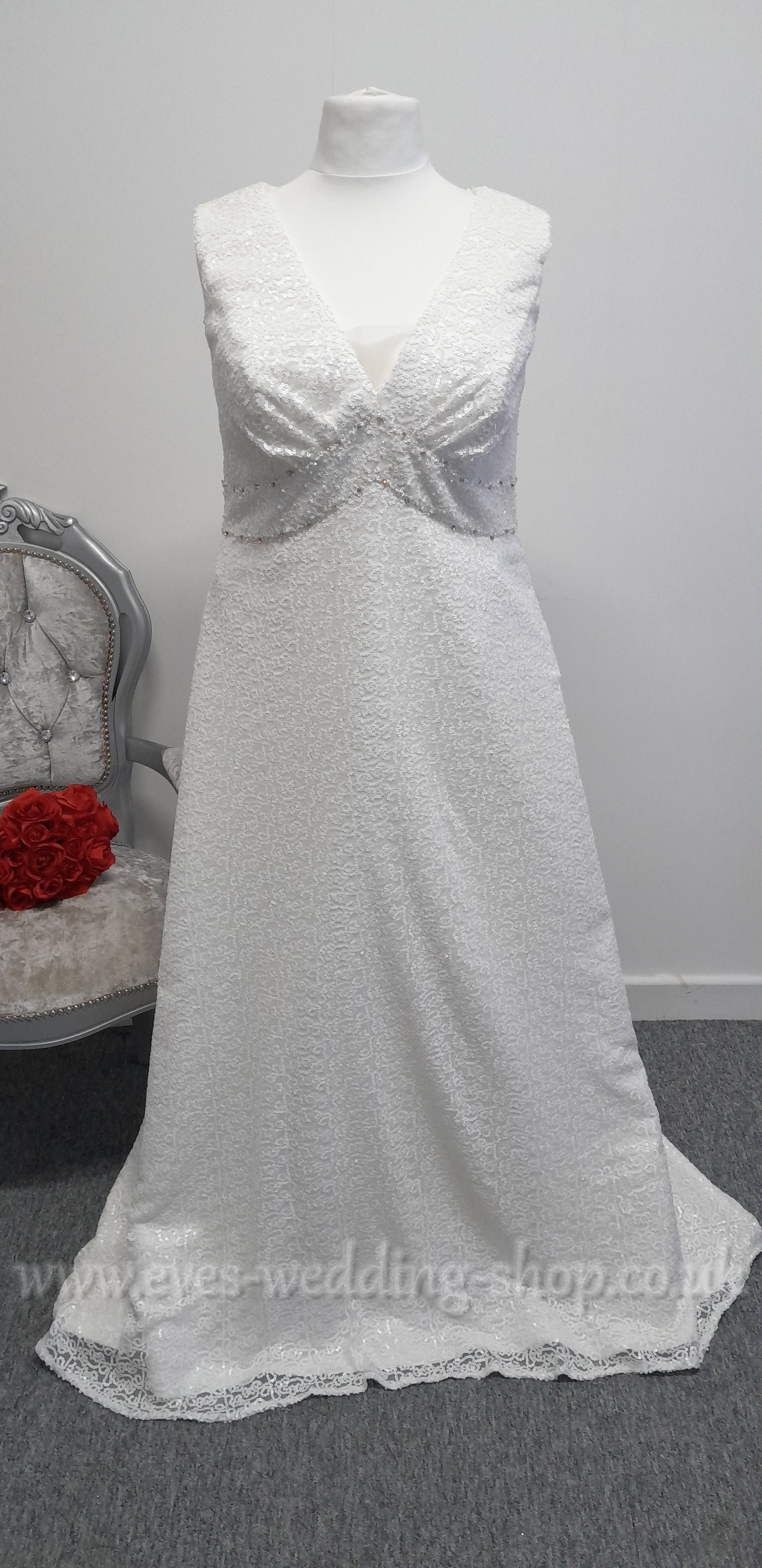 Sonsie V neck sequin wedding dress UK 22