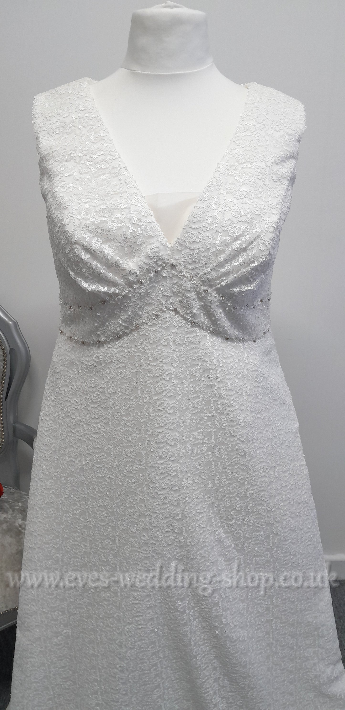Sonsie V neck sequin wedding dress UK 22
