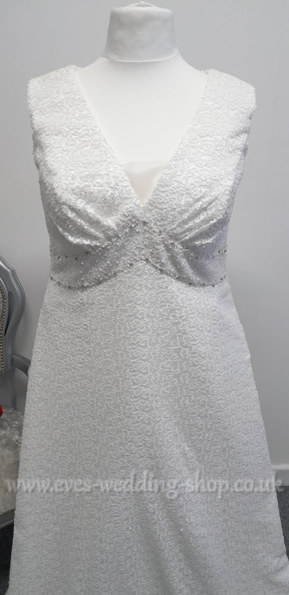 Sonsie V neck sequin wedding dress UK 22
