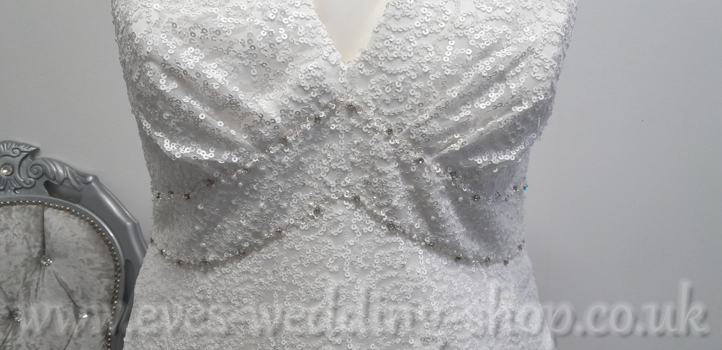 Sonsie V neck sequin wedding dress UK 22