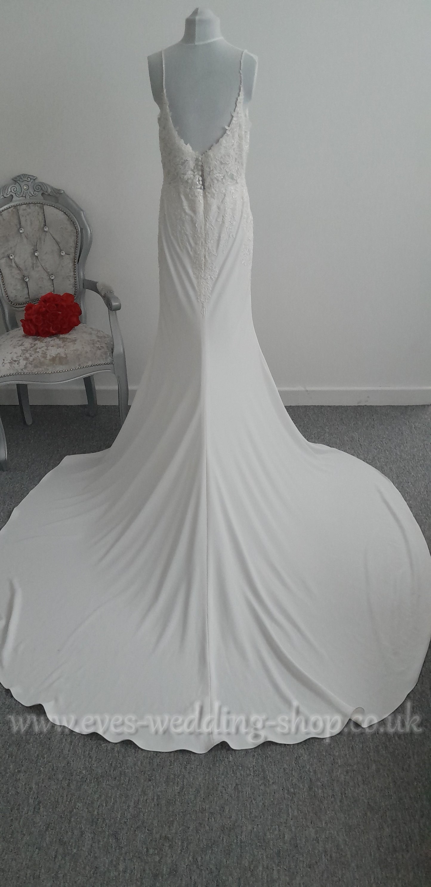 Romantica ivory crepe wedding dress UK12