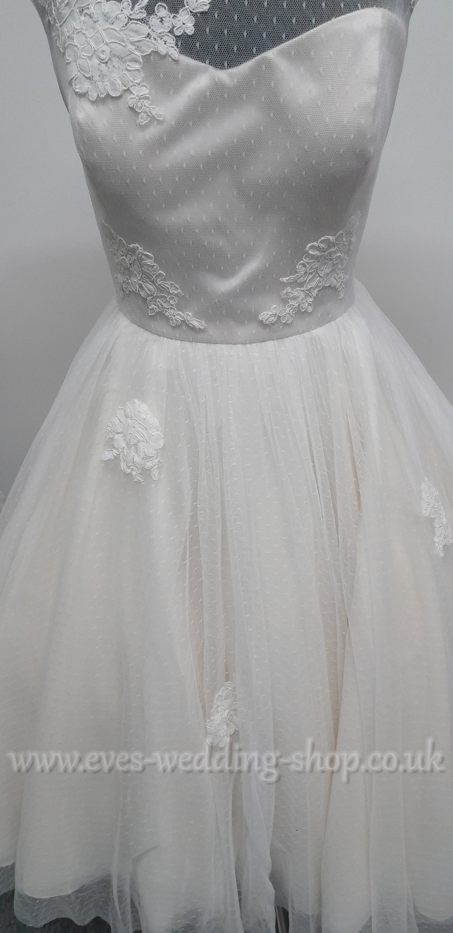 Lou Lou ivory/oyster tea length wedding dress UK 14