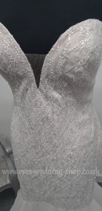 Rebecca Ingram ivory blush wedding dress UK 14