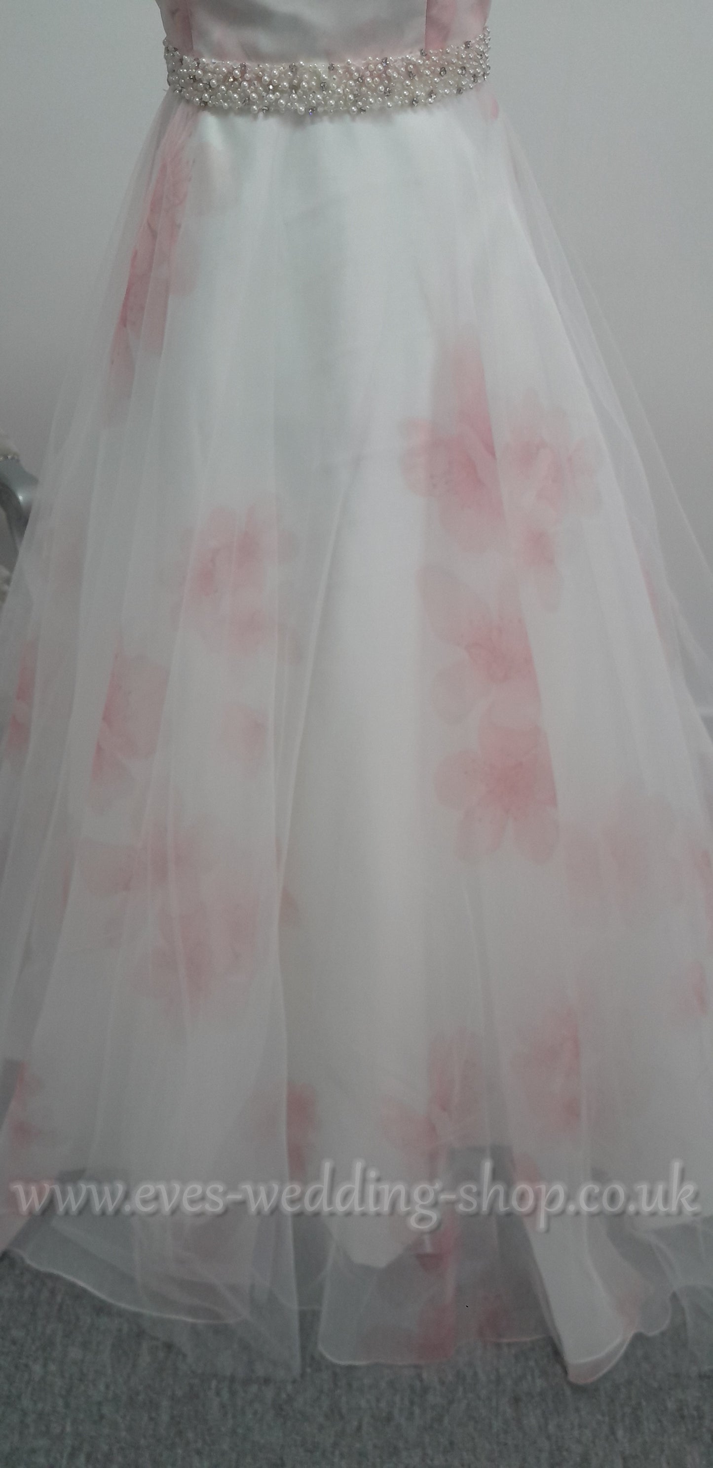 Veromia floral ivory / pink wedding dress UK size 12