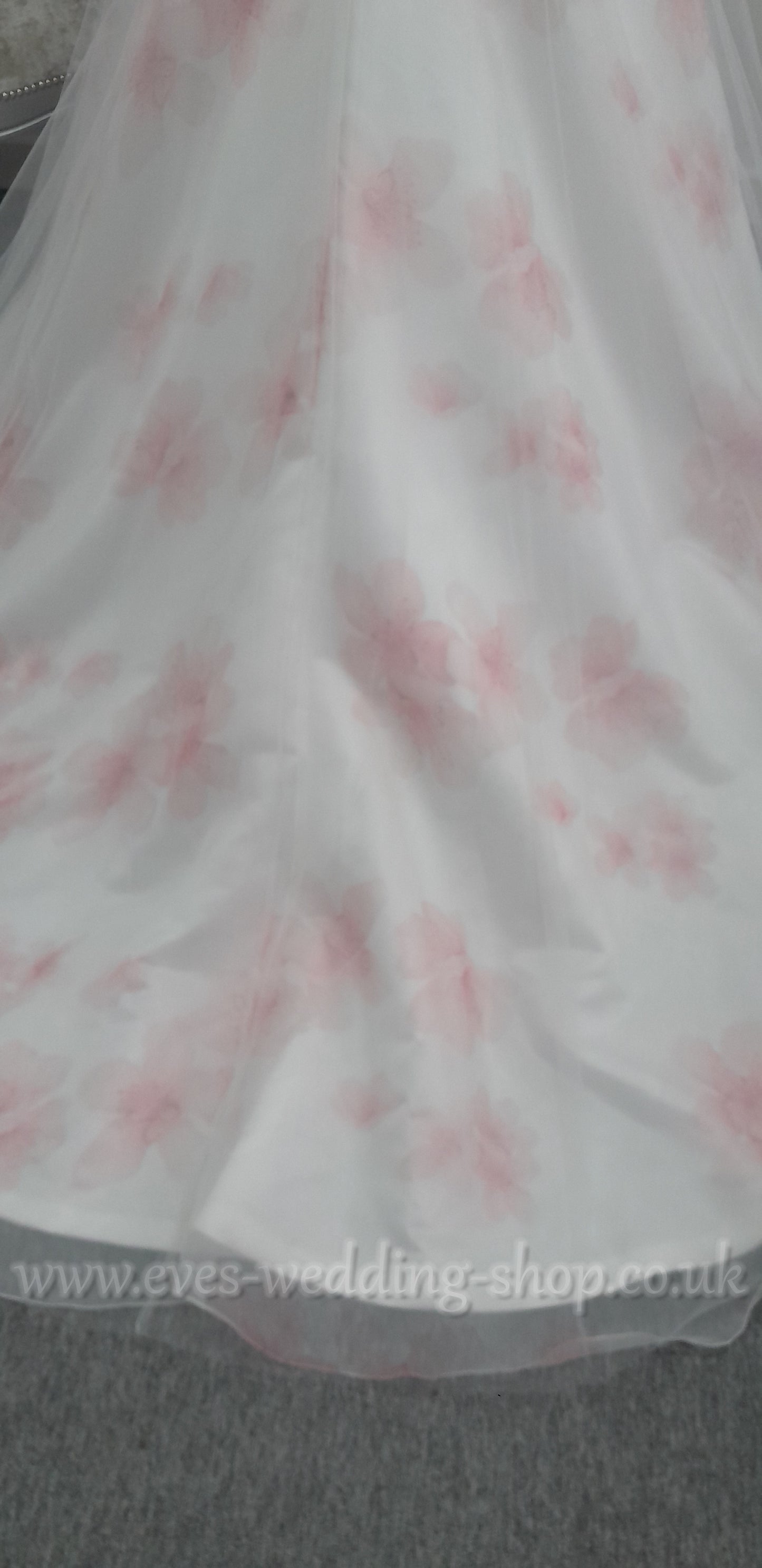 Veromia floral ivory / pink wedding dress UK size 12
