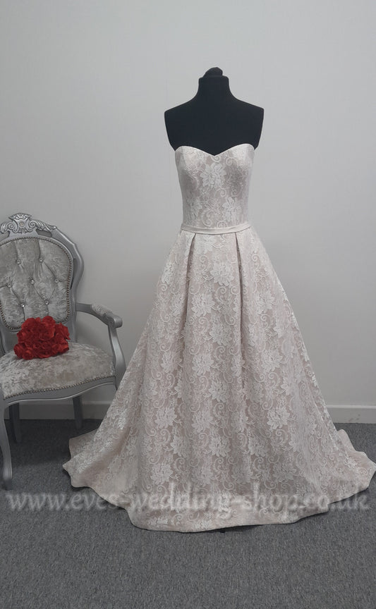 Kenneth Winston champagne ivory lace wedding dress UK 10 - with pockets