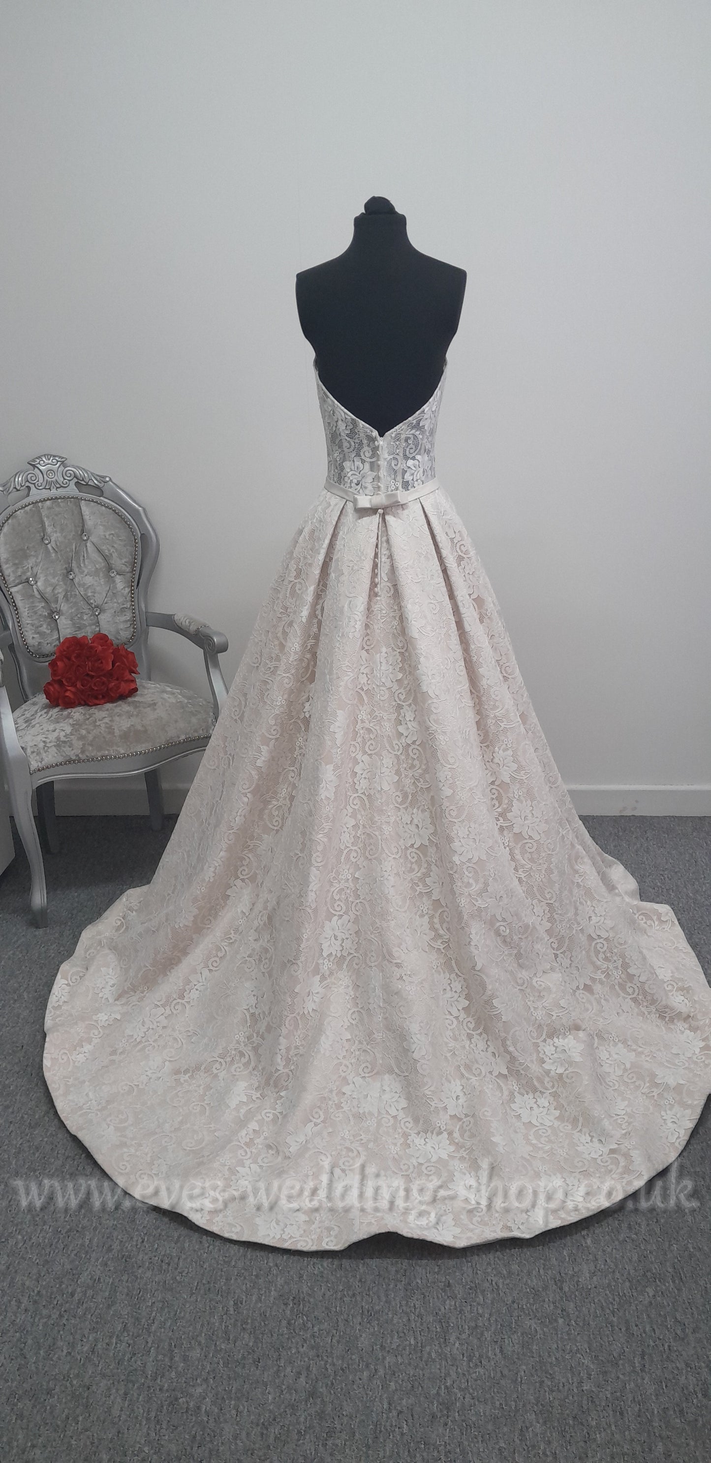 Kenneth Winston champagne ivory lace wedding dress UK 10 - with pockets