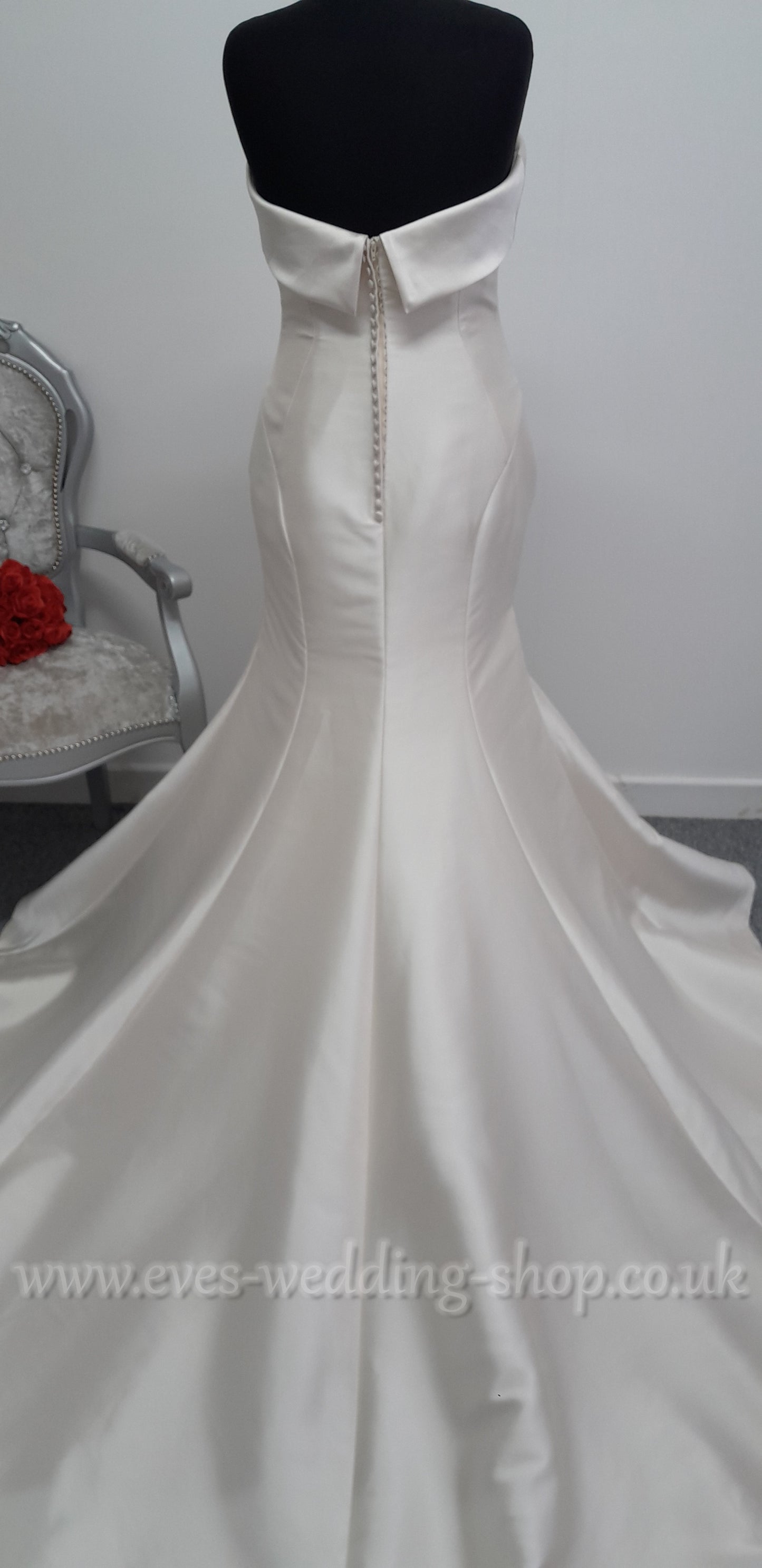 Maggie Sottero mikado satin light champagne wedding dress UK 16