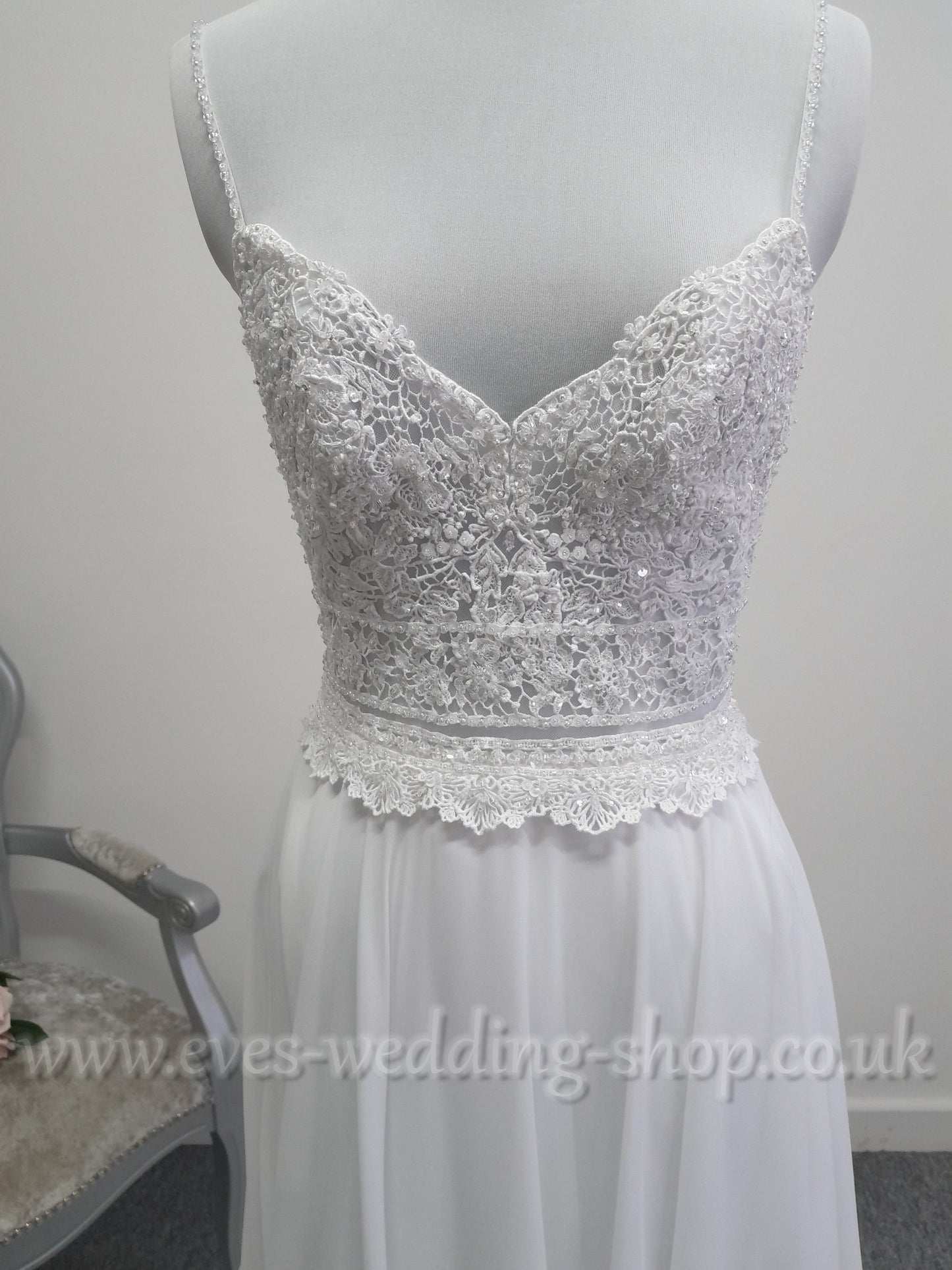 Rebecca Ingram white chiffon wedding dress UK 6