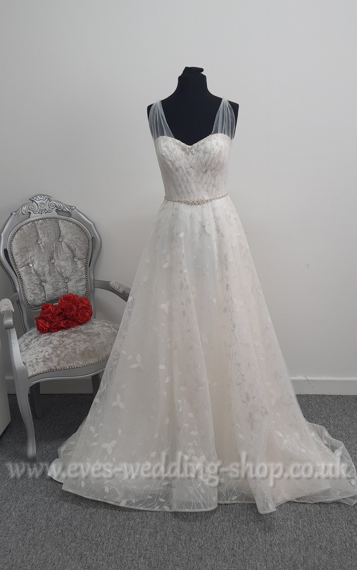 Rebecca Ingram '' Sigrid ''ivory glitter wedding dress UK 10