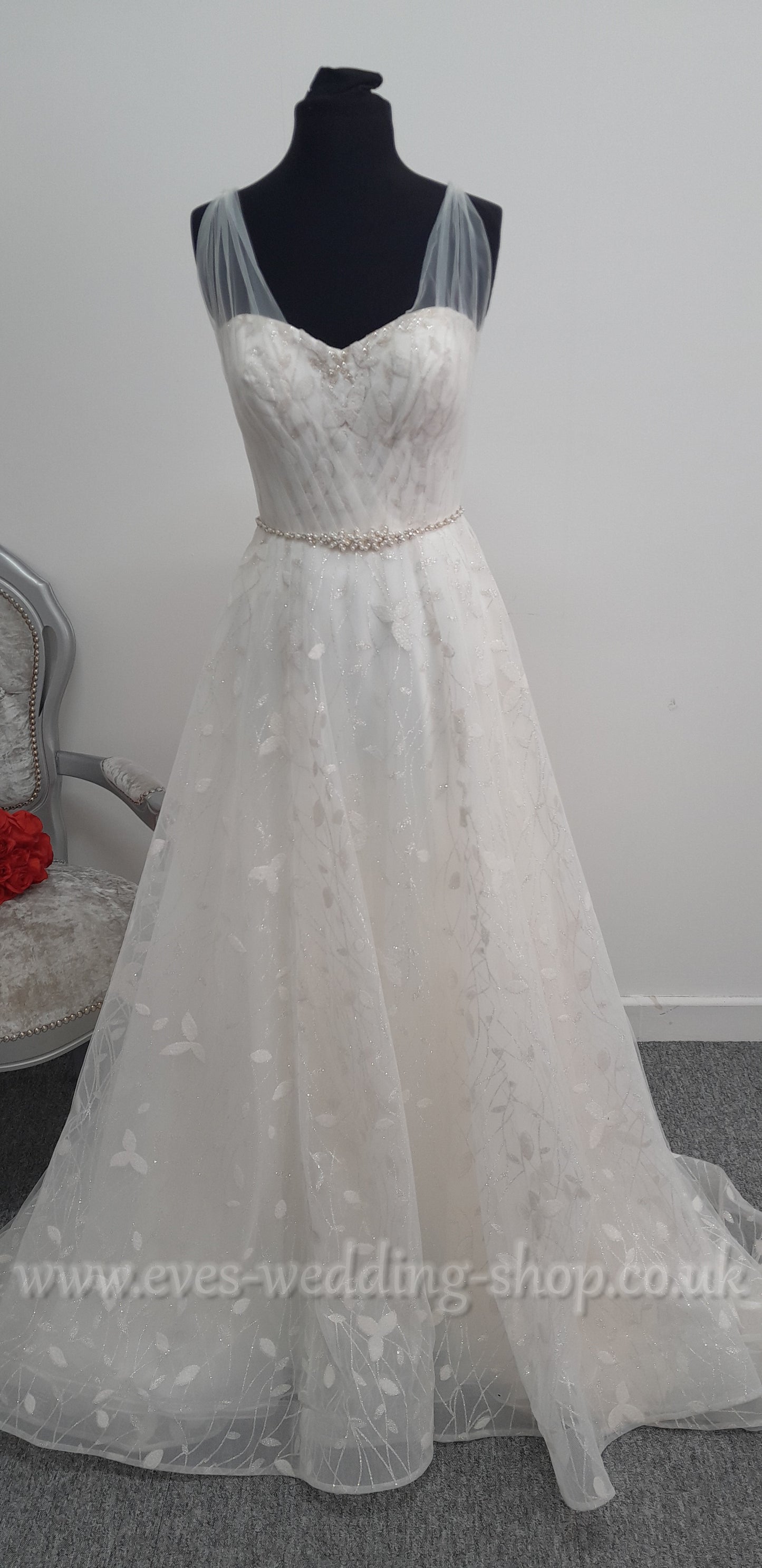 Rebecca Ingram '' Sigrid ''ivory glitter wedding dress UK 10