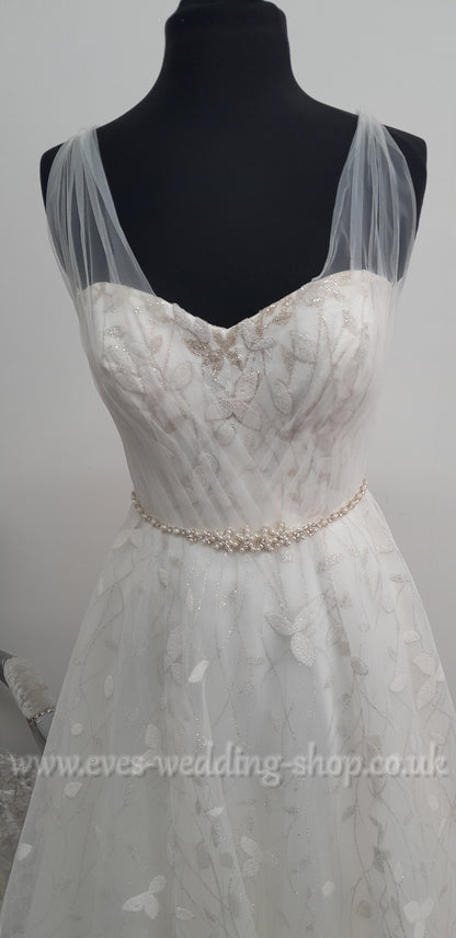 Rebecca Ingram '' Sigrid ''ivory glitter wedding dress UK 10