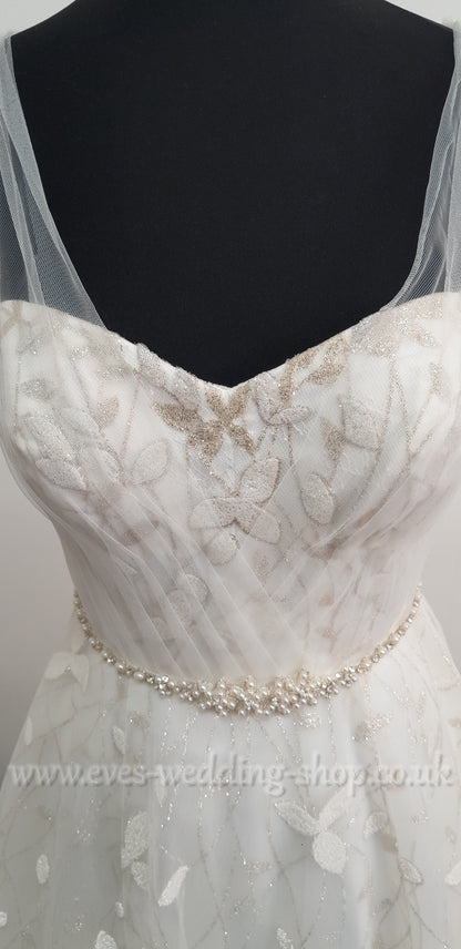 Rebecca Ingram '' Sigrid ''ivory glitter wedding dress UK 10