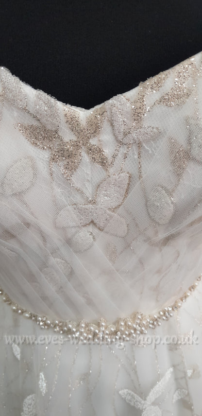 Rebecca Ingram '' Sigrid ''ivory glitter wedding dress UK 10