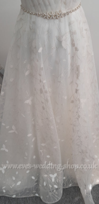 Rebecca Ingram '' Sigrid ''ivory glitter wedding dress UK 10
