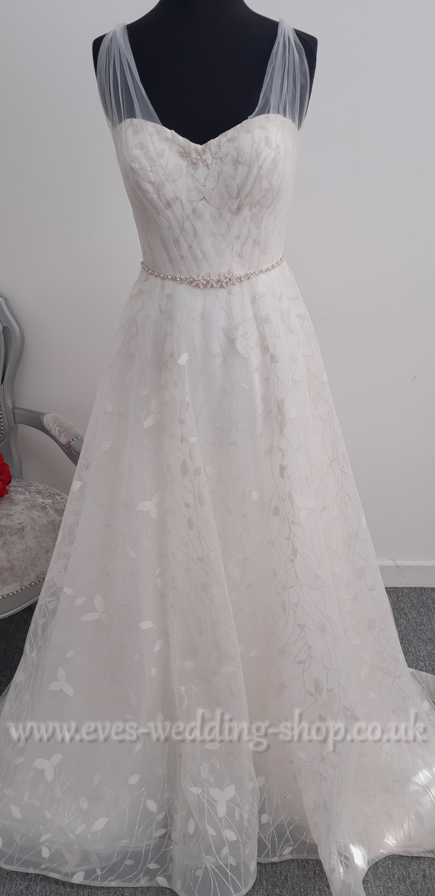 Rebecca Ingram '' Sigrid ''ivory glitter wedding dress UK 10