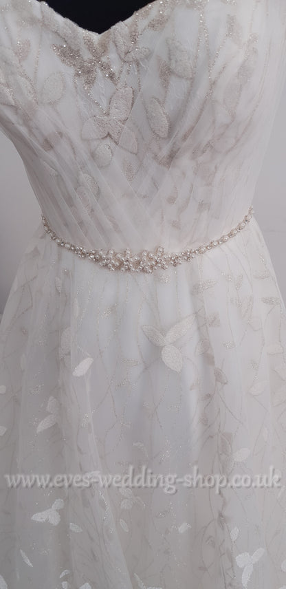 Rebecca Ingram '' Sigrid ''ivory glitter wedding dress UK 10