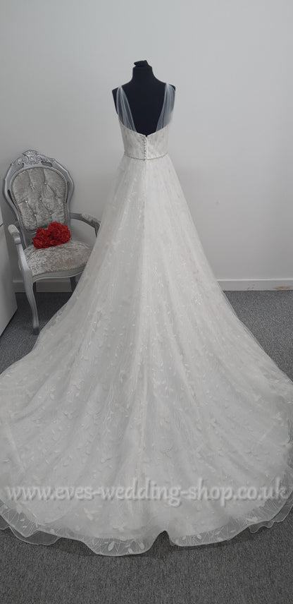 Rebecca Ingram '' Sigrid ''ivory glitter wedding dress UK 10