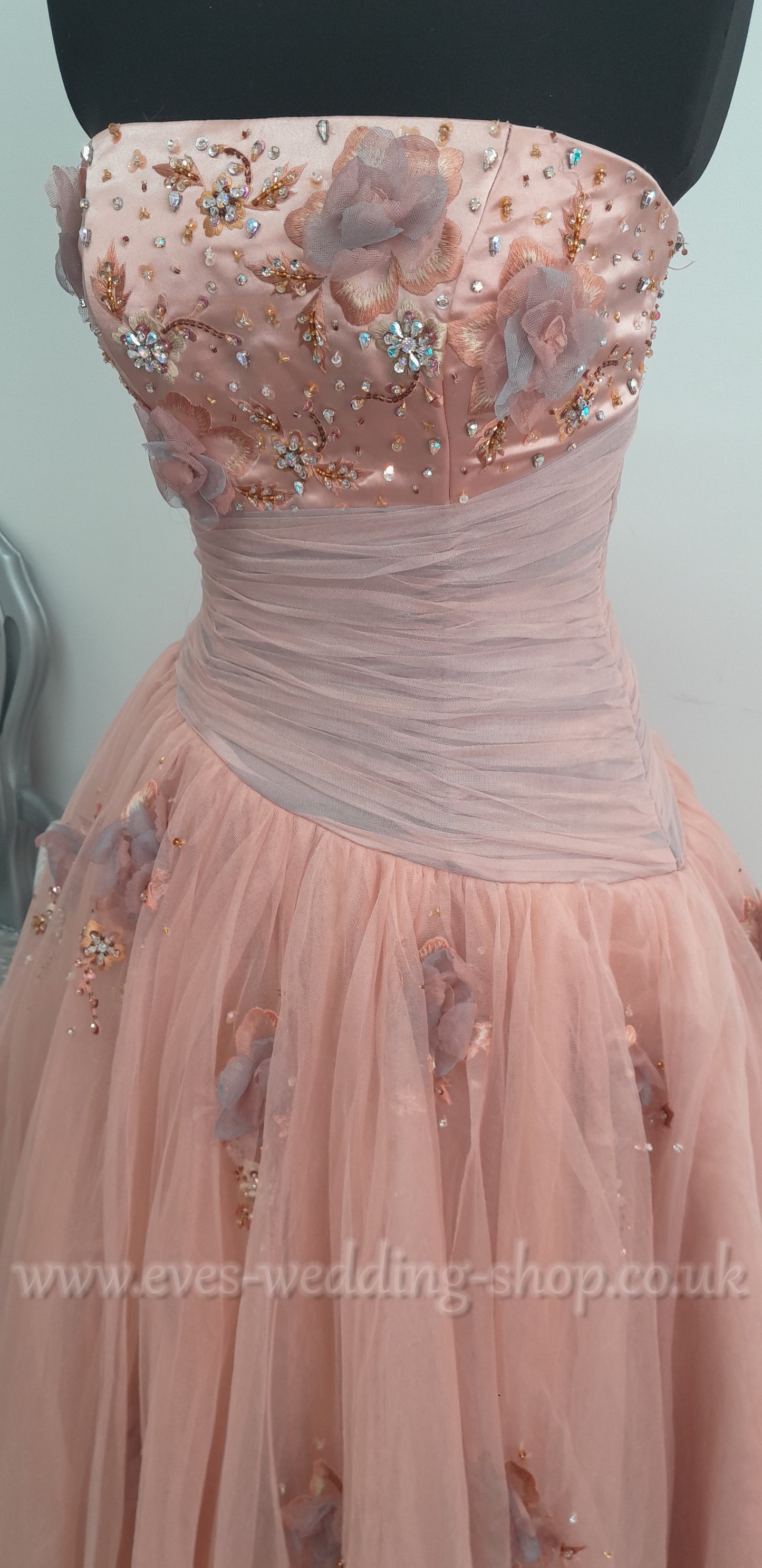 Mauve grey princess prom/wedding dress UK 6
