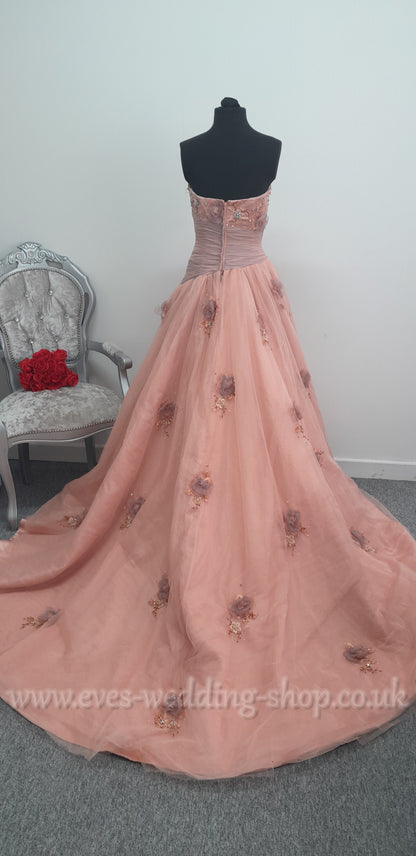 Mauve grey princess prom/wedding dress UK 6