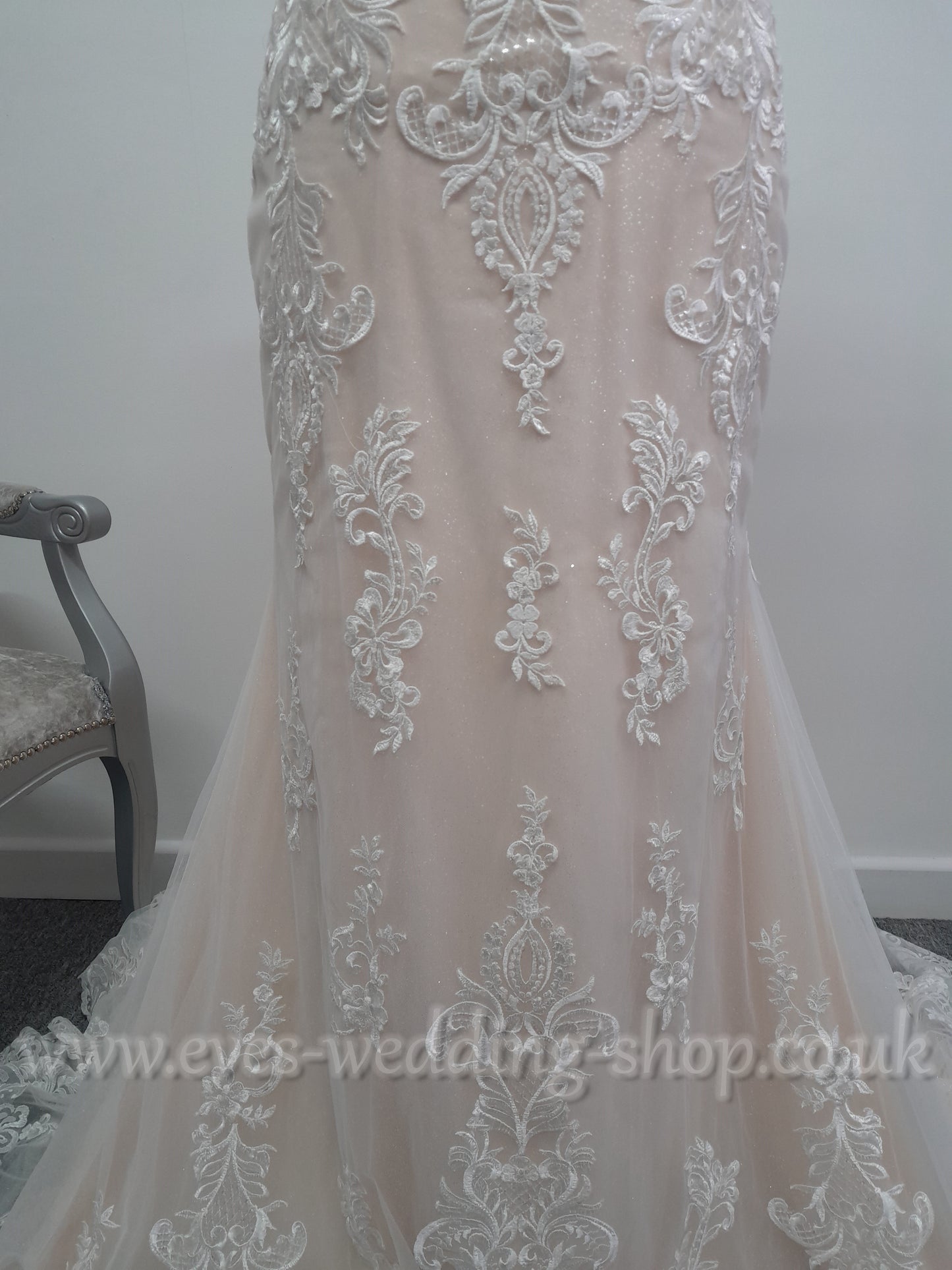 Ladybird 421056 sparkly ivory nude off shoulder wedding dress UK 18