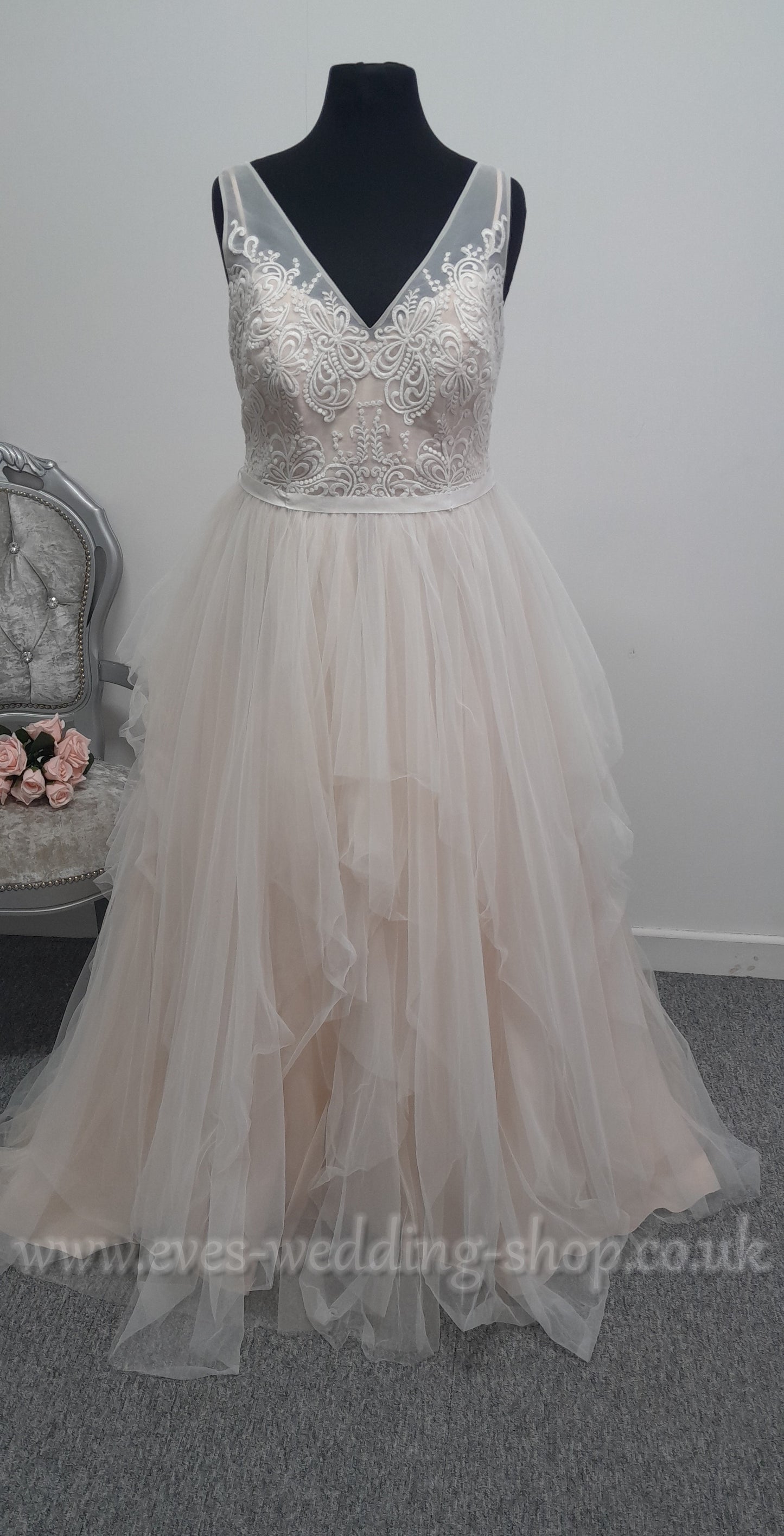 Galina ivory stone colour wedding dress US 18, UK 20