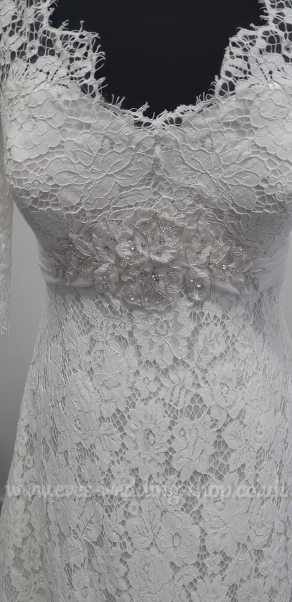 Millie May ivory lace wedding dress with sleeves UK 14