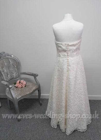 Rosetta Nicollini 'Naomi' ivory lace ankle length wedding dress UK 16/18