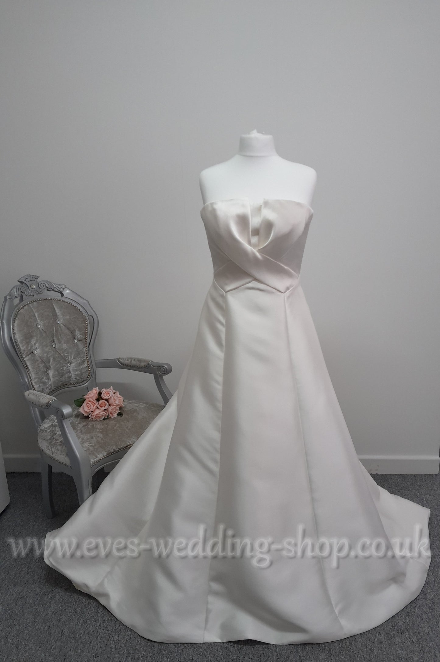Eglantine Creations mikado satin wedding dress UK 16