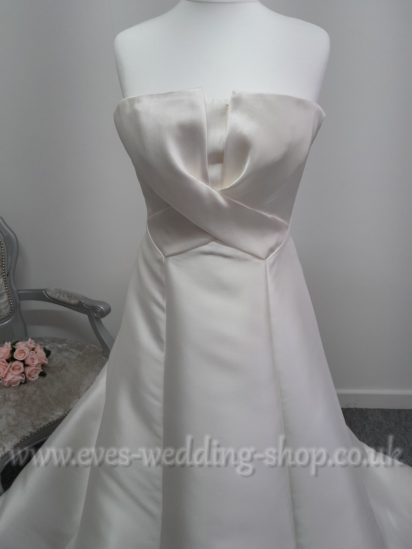 Eglantine Creations mikado satin wedding dress UK 16