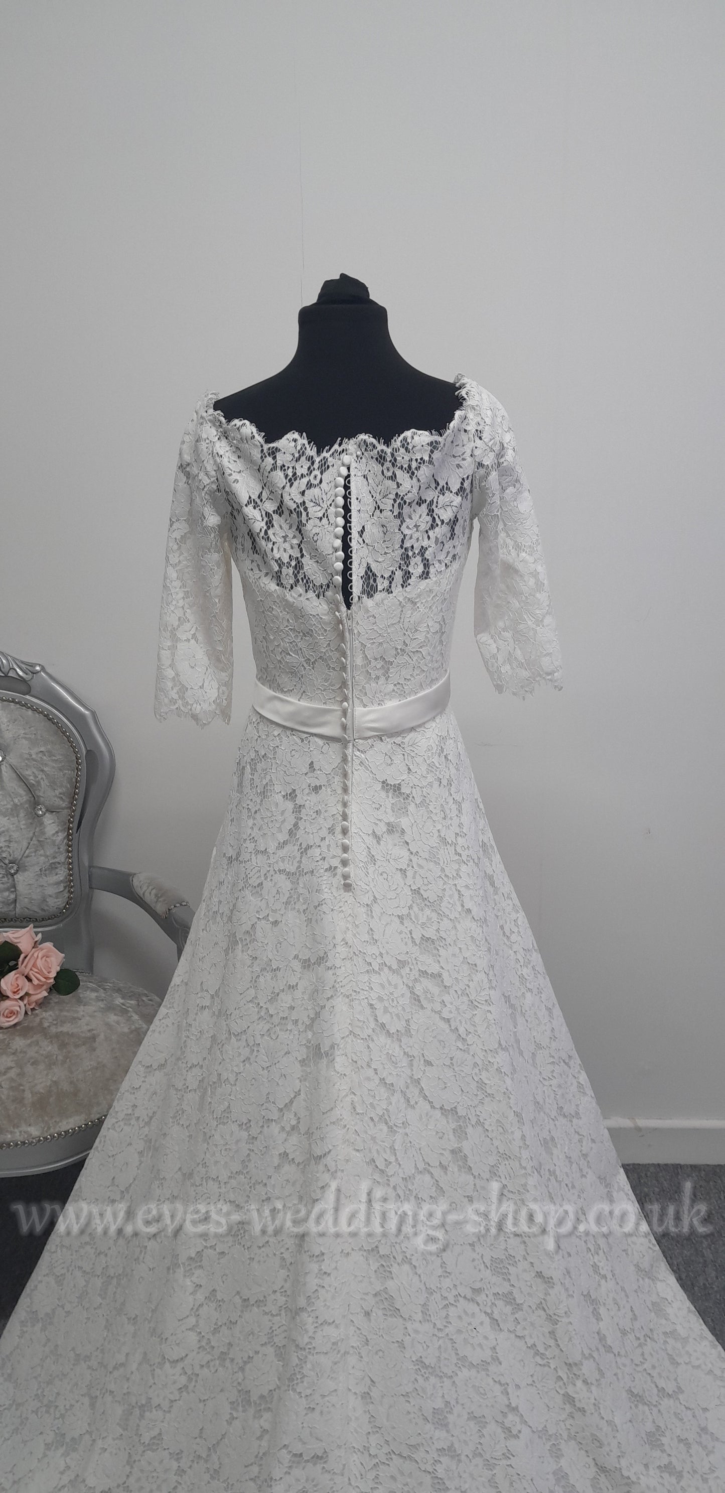 Millie May off the shoulder ivory lace wedding dress UK 16