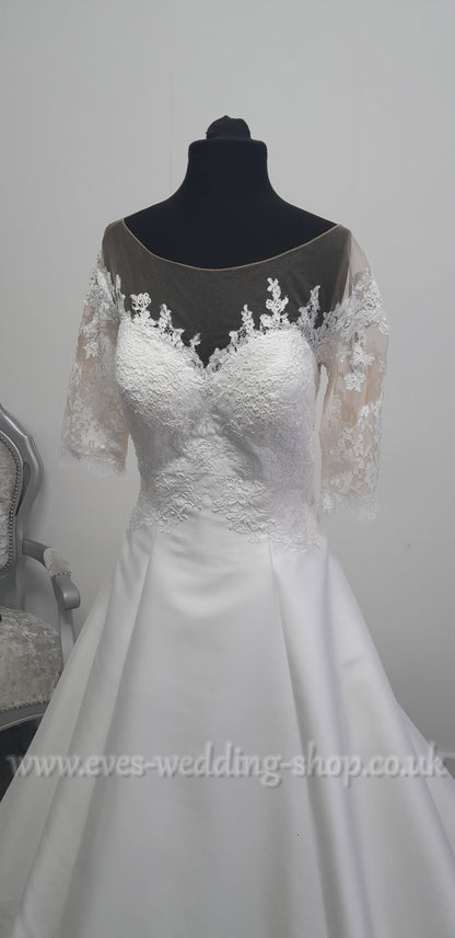 Anna Lizh ivory wedding dress with sleeves UK 14