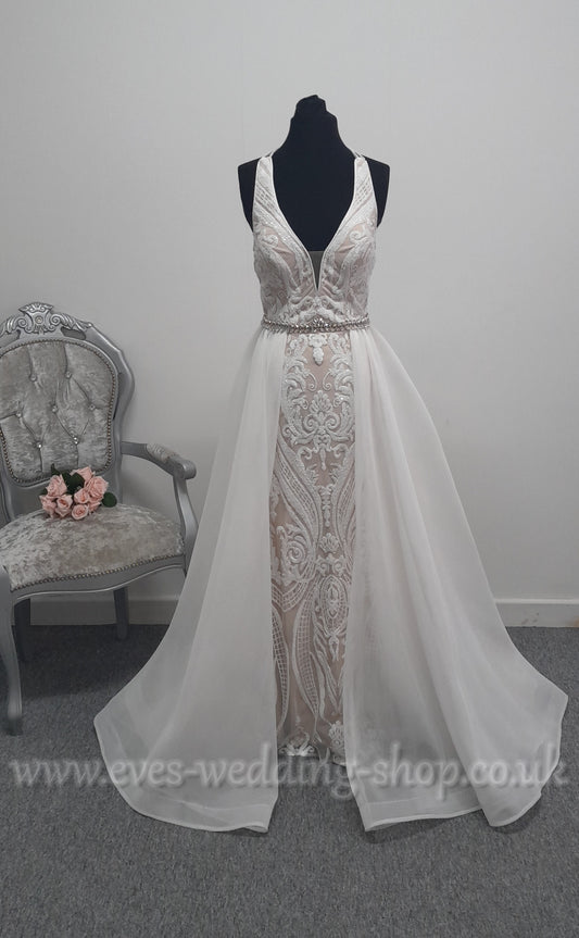 Off white / nude prom / evening dress UK 6