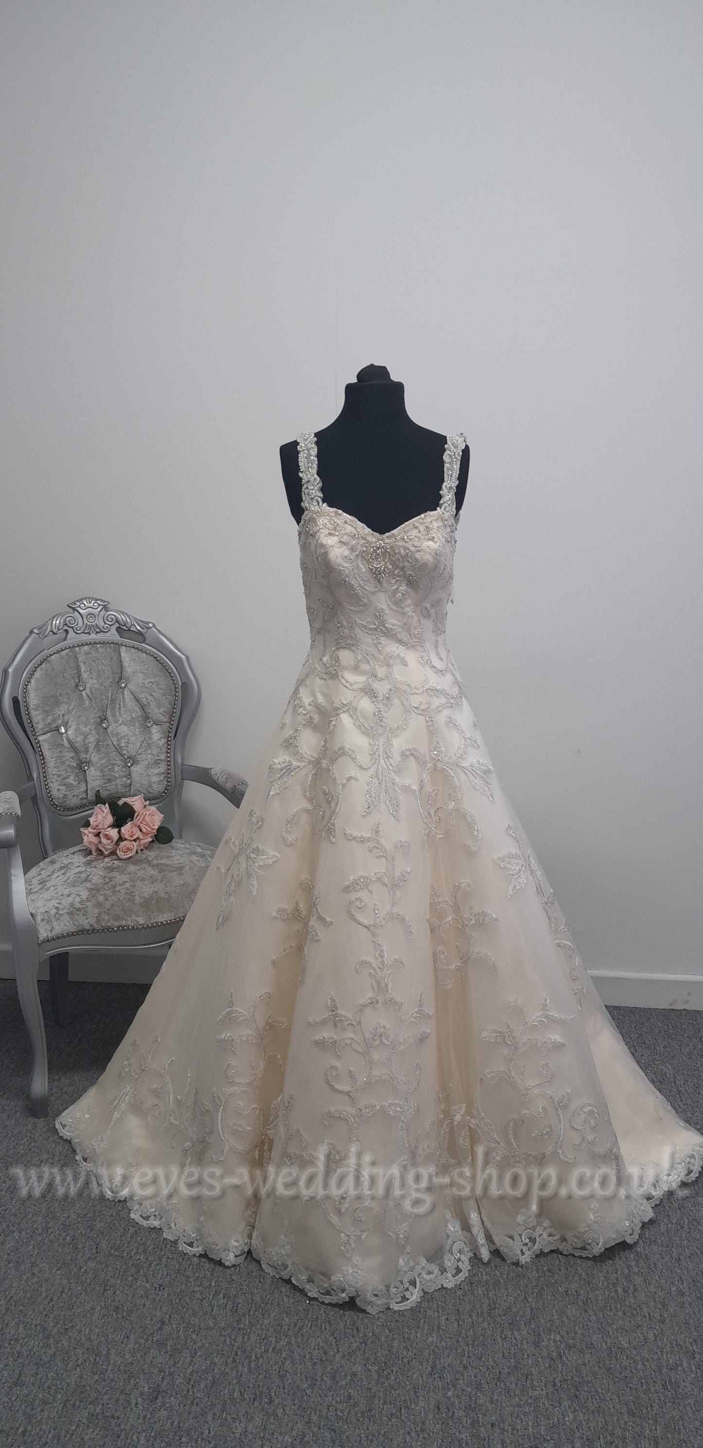 Christine Dando vanilla colour wedding dress UK 12