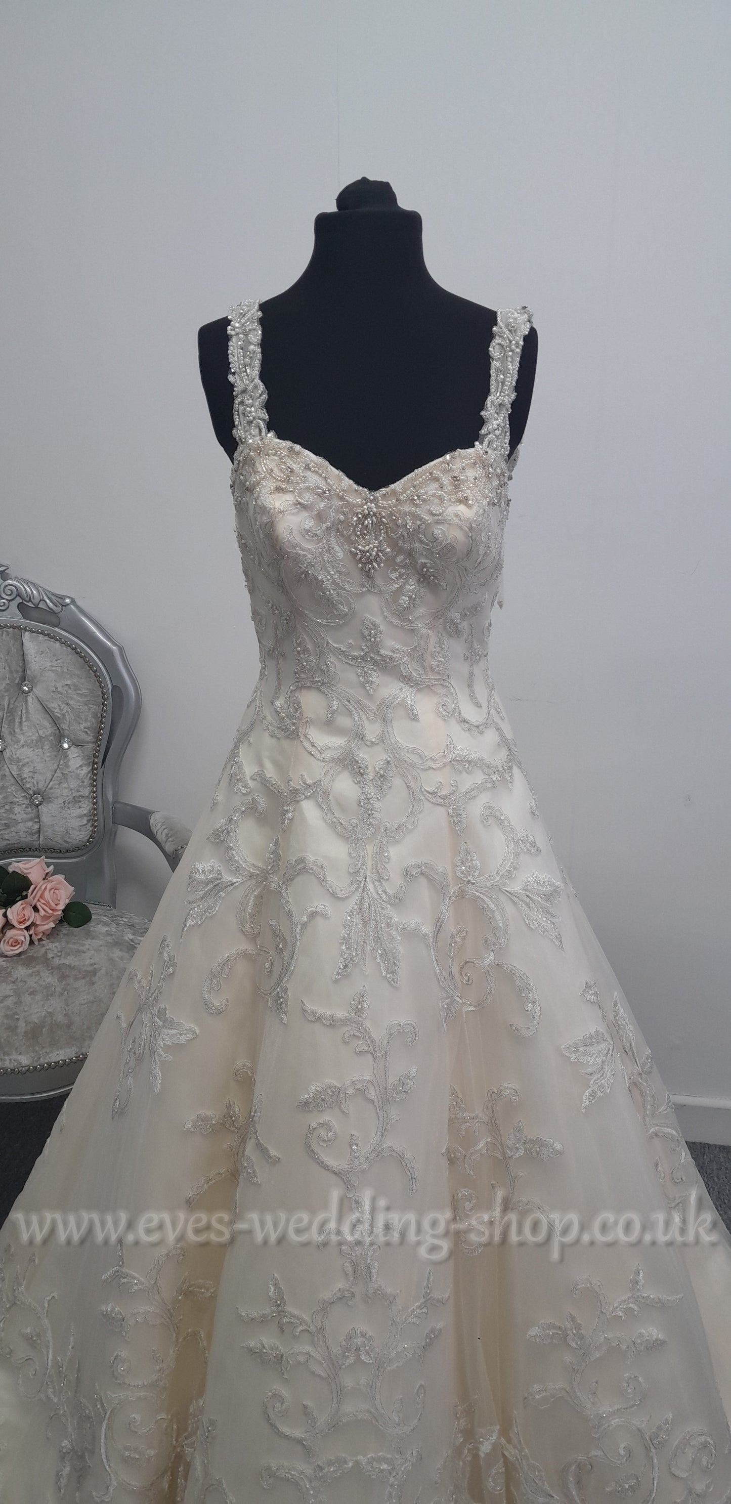 Christine Dando vanilla colour wedding dress UK 12