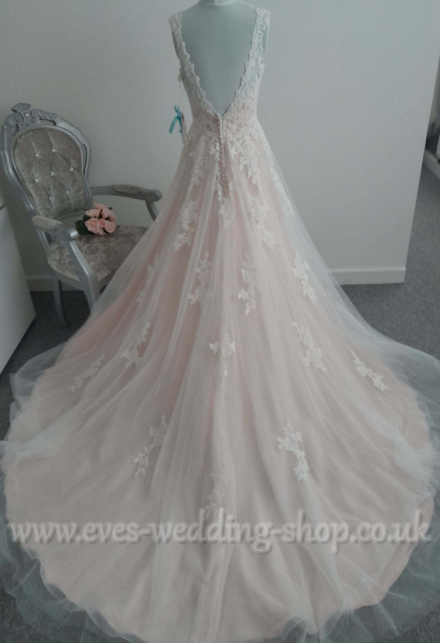 Morilee 5468 ivory/blush wedding dress with straps US 8/ UK 10