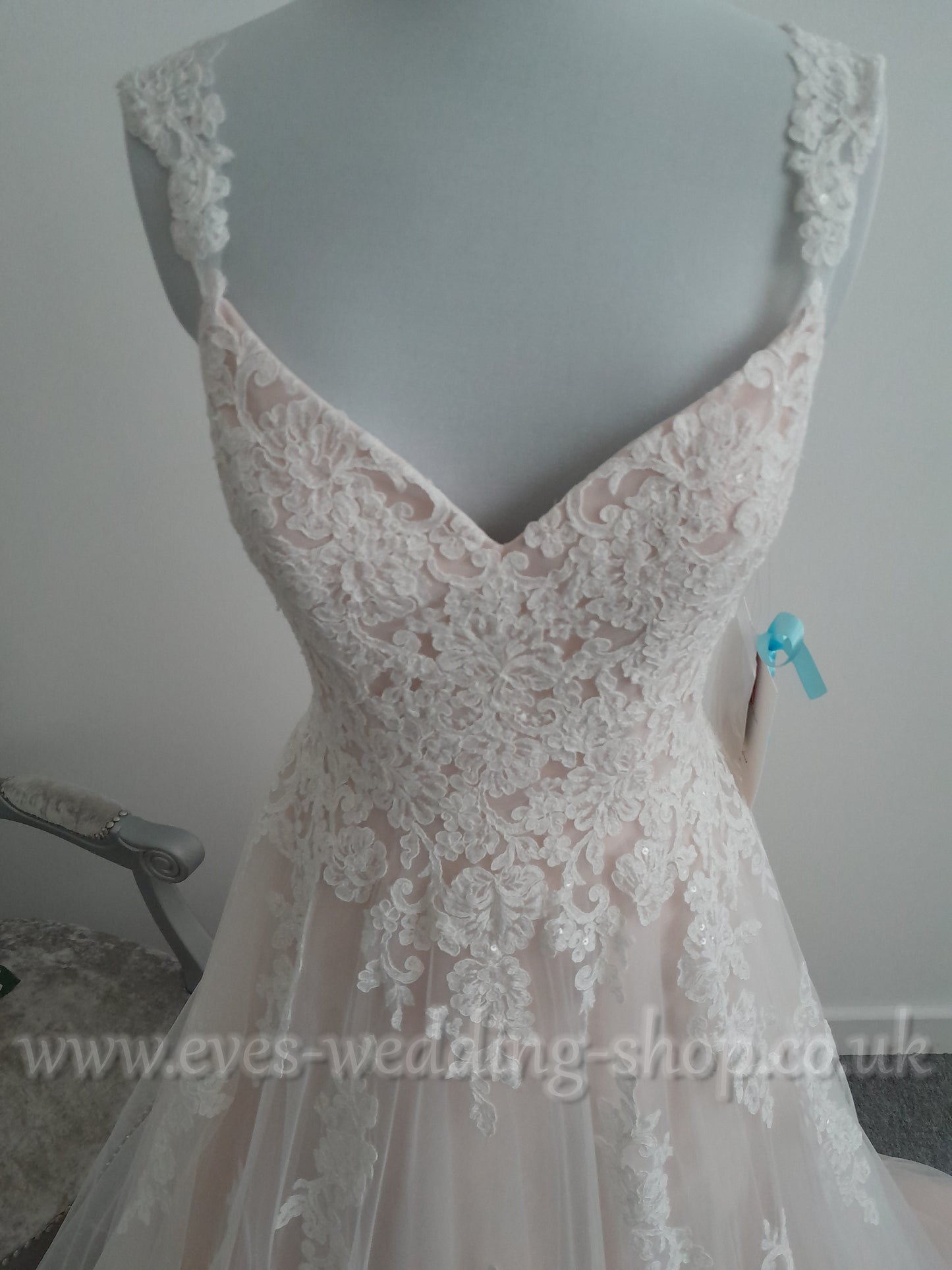 Morilee 5468 ivory/blush wedding dress with straps US 8/ UK 10