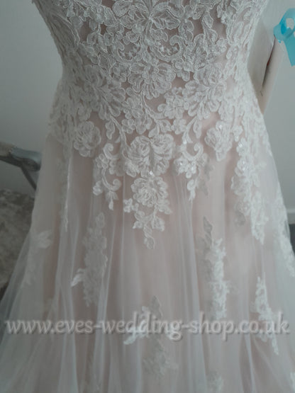 Morilee 5468 ivory/blush wedding dress with straps US 8/ UK 10